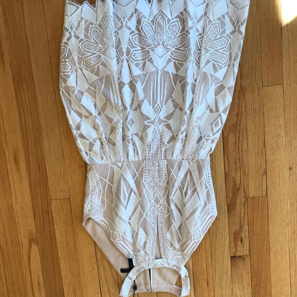 BCBG White Lace Formal Dress